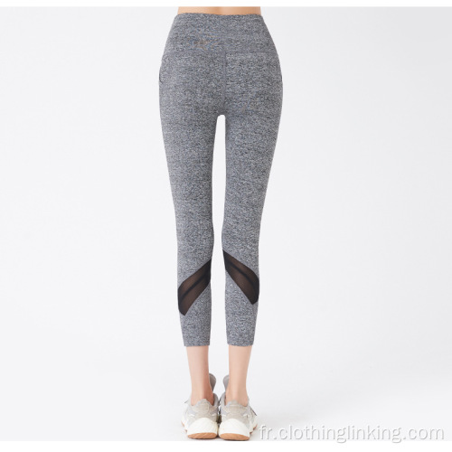 Pantalon de yoga legging taille haute mi-mollet